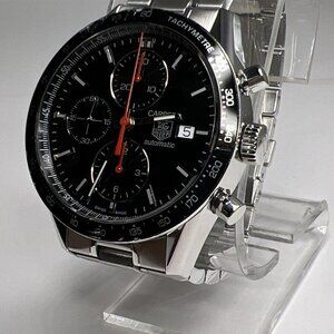 TAG HEUER Carrera Chronograph CV2014-1 Automatic Black Dial Date Steel Watch